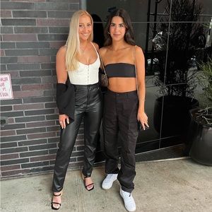 White Fox Leather Pants